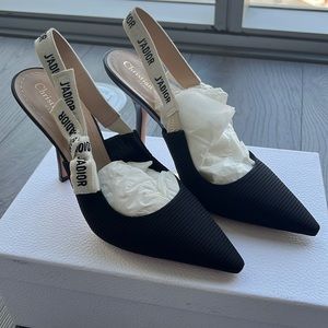 J'ADIOR SLINGBACK PUMP - Black Technical Fabric SZ 40